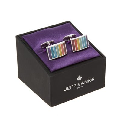 Jeff Banks Metal striped cufflinks in a gift box